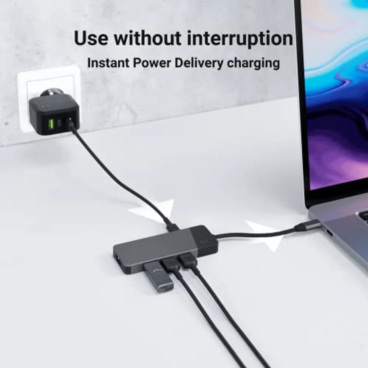 Adapter, Docking Station HUB USB-C PD 85W GC Connect 7in1 (3X USB-A 3.1 HDMI 4K 60Hz SD microSD) für Apple MacBook M1/M2, Lenovo ThinkPad X1, Asus ZenBook, Dell XPS, Samsung DeX-Unterstützung – Bild 5