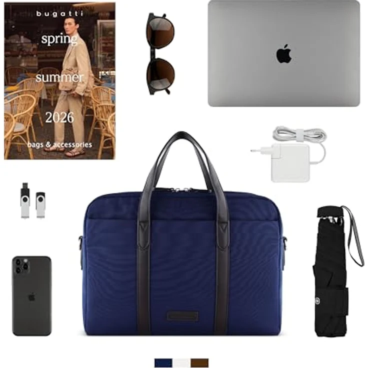 Bugatti Maro Aktentasche, 40 cm mit Laptopfach (14.57"), Notebooktasche, Blau – Bild 5