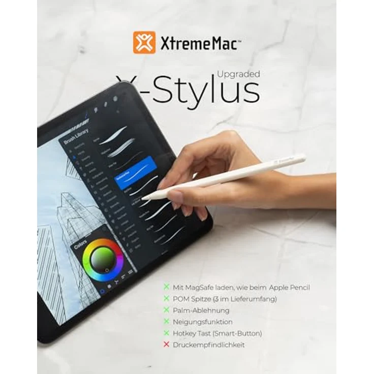 XtremeMac X-Stylus Pen, Stylus mit Neigungs- und Druckempfindlichkeit, Weiss – Bild 4