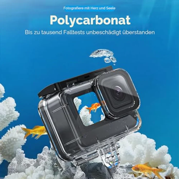 TELESIN 60M wasserdichtes Gehäuse für GoPro Hero 13/12/11/10/9 Black, bis 60m Tiefe, mit Schnellverschluss-Halterung und Befestigungsschrauben – Bild 3