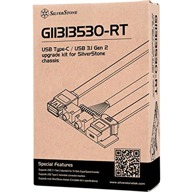 Silverstone SST-G11313530-RT, USB Type C Upgrade Kit für Gehäuse, Schwarz, mit USB 3.1 Gen.2 (0.81 m), USB 3.0, Audio-Anschlüssen – Bild 2