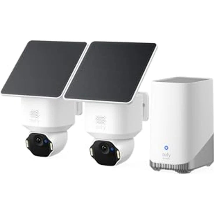 eufy SoloCam E42 (2-Cam Kit), 4K Überwachungskamera für außen mit HomeBase S380, Solar, KI-Bewegungstracking, Stroboskop, Schwenken & Neigen, Gesichtserkennung, lokalem Speicher bis 16TB, kabellos – Bild 1