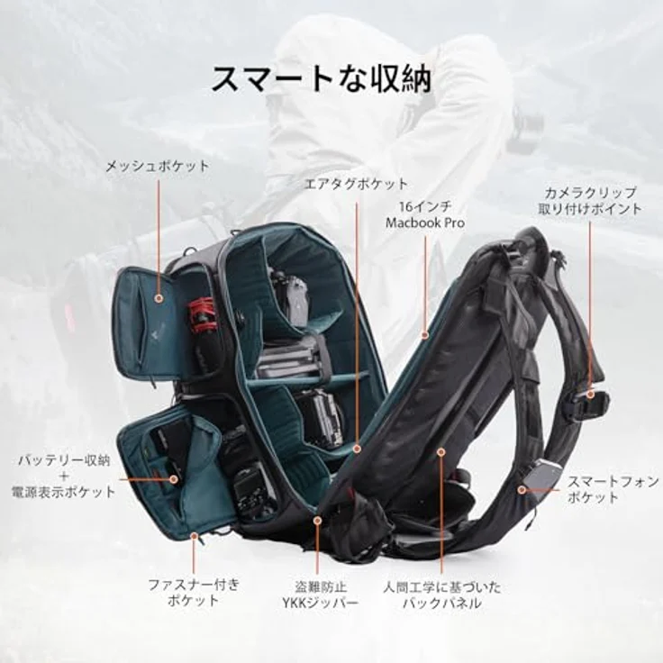 Pgytech OneMo 2, Fotorucksack 25l mit erweiterbarem Fassungsvermögen, Schwarz – Bild 4