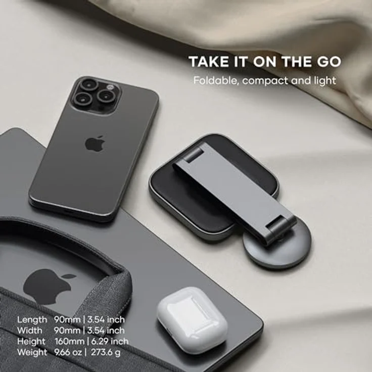 Satechi 2-in-1 Foldable Qi2 Wireless Charging Stand (15 W), Grau – Bild 5