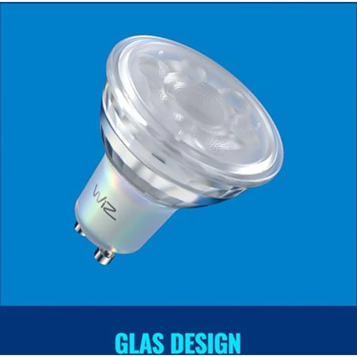 WiZ GU10 smarte LED Lampe im Glasdesign - 50W, 16 Mio. Farben + Weißschattierungen, WLAN/Bluetooth, Sprach- / App-Steuerung (Google Home, Alexa, HomeKit) – Bild 5