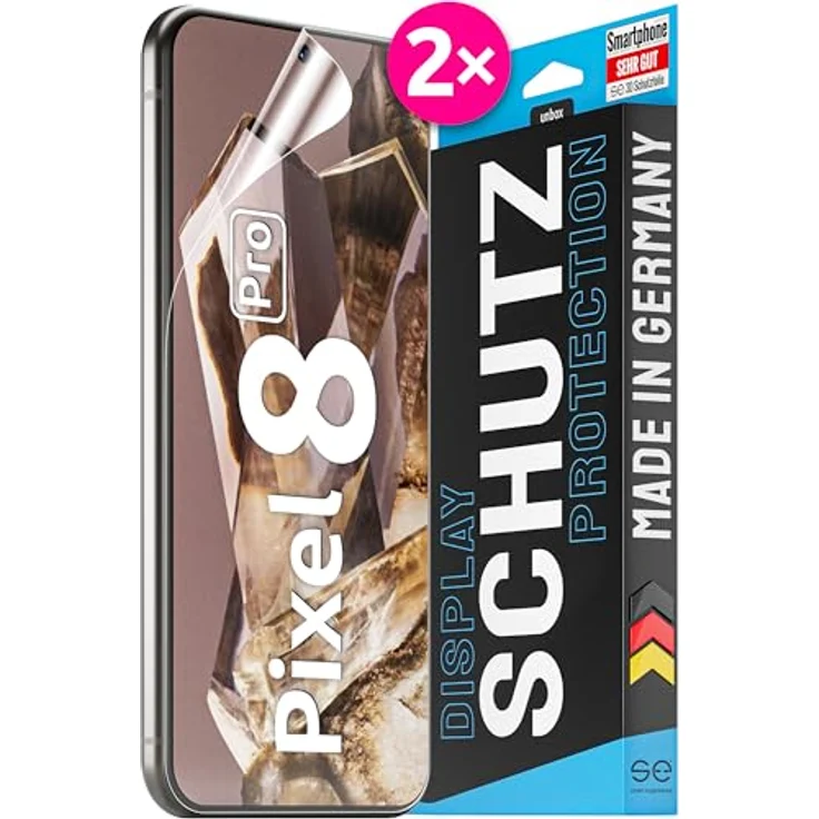 smart engineered 2X se® 3D SCHUTZFOLIE Transparent für Google Pixel 8 Pro, Selbstheilend, 100% kompatibel mit Fingerabdruck & FaceID, blasenfreie Installation, Ultra-Klar, stoß- und kratzfest, Made in Germany – Bild 1