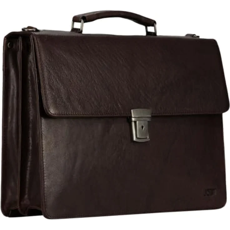 Jost Glasgow Aktentasche, 40 cm mit RFID Schutz, Leder in braun, Laptopfach – Bild 2
