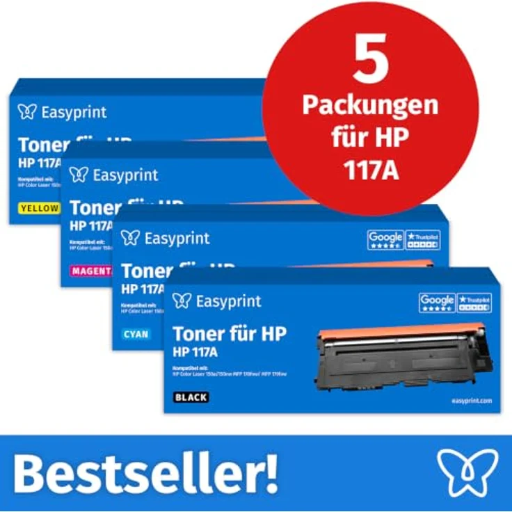easyprint Toner für HP 117A Multipack (BK/C/M/Y), Kompatibel mit ColorLaser 150 und MFP-178, 5 Stück – Bild 2