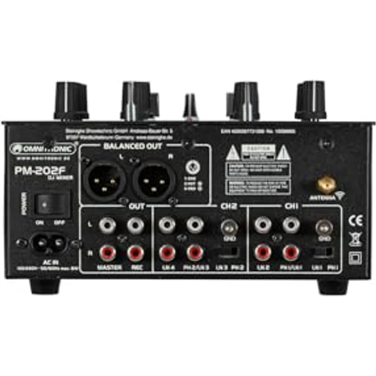 OMNITRONIC PM-202F 2-Kanal-DJ-Mixer mit Bluetooth-Konnektivität und Soundfilter, schwarz – Bild 4