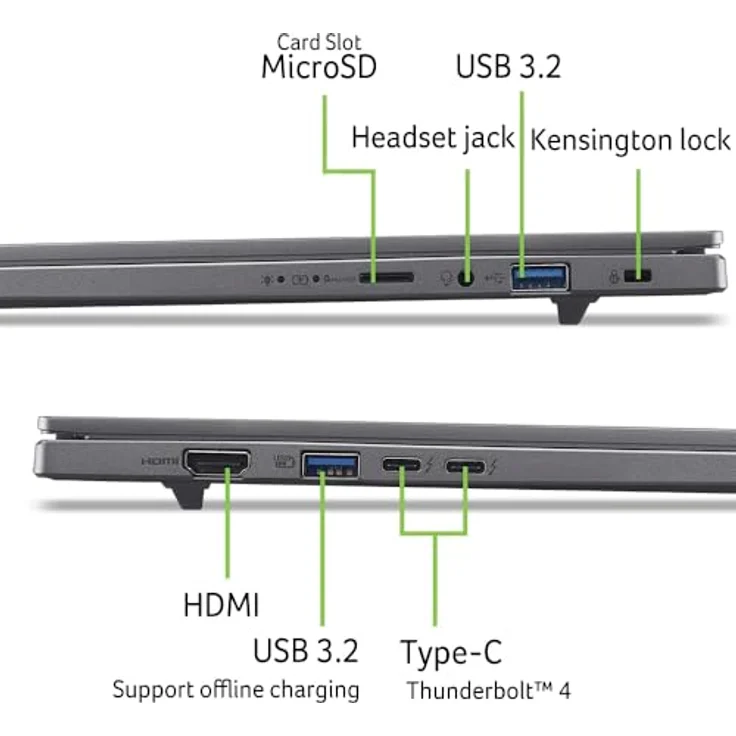 Acer Aspire 16 AI OLED, 16" Notebook mit Intel Core Ultra 7 258V, 32 GB RAM, 1 TB SSD, grau – Bild 5