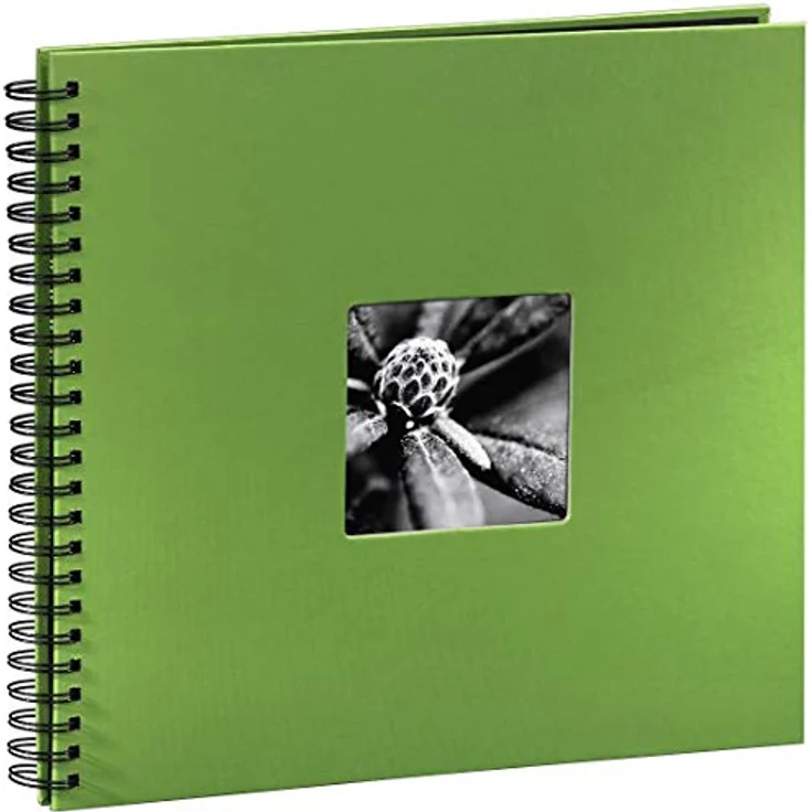 Hama Jumbo Fotoalbum, 36 x 32 cm, 50 schwarze Seiten, 25 Blatt, mit Ausschnitt für Bildeinschub, Fotobuch apfelgrün – Bild 4