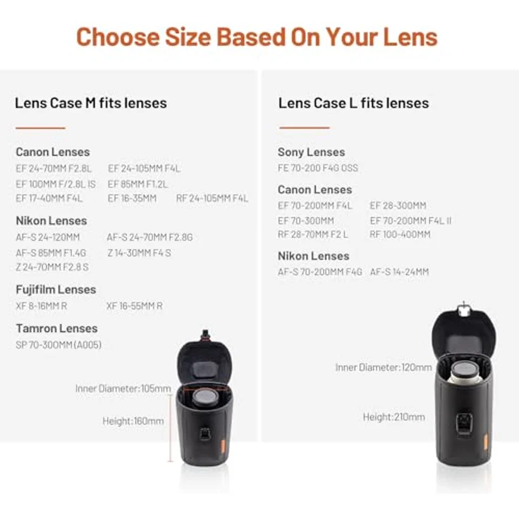 PGYTECH Linsentasche L, Aufbewahrungstasche für DSLR Kamera-Objektive mit magnetischer Schnalle, gepolstert, spritzwassergeschützt, kompatibel mit Sony/Canon/Nikon – Bild 4