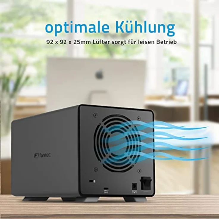 FANTEC MB-X4U31 4fach USB3.2 Gen2 Festplattengehäuse für 4X SATA 3,5/2,5 Zoll SSDs und HDDs, Transferraten bis 10Gbit/sec, kein Werkzeug nötig, 2X USB Kabel. Aluminiumgehäuse schwarz – Bild 5