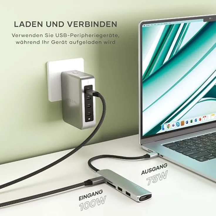 SATECHI 6-in-1 USB-C Hub Slim Plus, Multiport-Adapter, Dockingstation mit 4K HDMI, 100W Power Delivery, 2X USB-A, SD/MicroSD-Kartenleser – Silber – Bild 3
