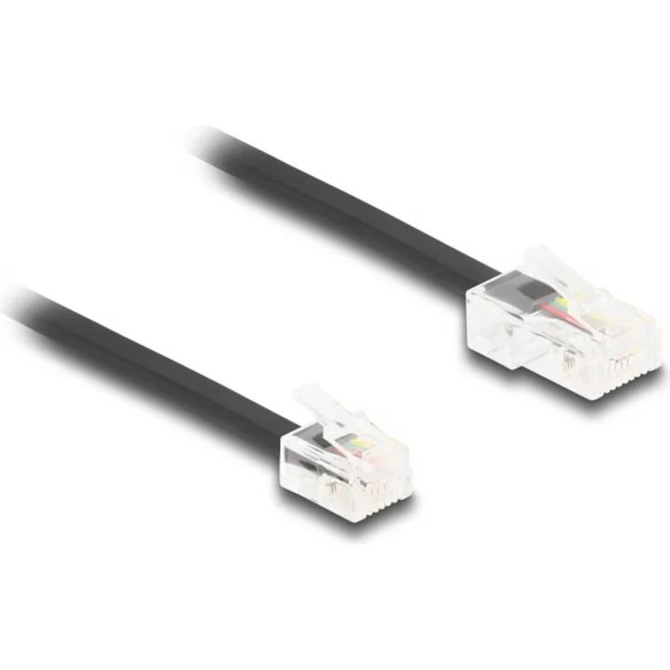 Delock Telefon Anschlusskabel, analog, 2m, flexibel und flach, schwarz