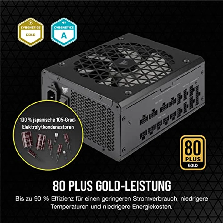 Corsair RM1200x Shift Vollmodulares ATX-Netzteil - Modulare Seitenschnittstelle - ATX 3.0- & PCIe 5.0-kompatibel - Null-Drehzahl-Lüftermodus - 105°C-Kondensatoren - 80 Plus Gold-Effizienz - Schwarz – Bild 4