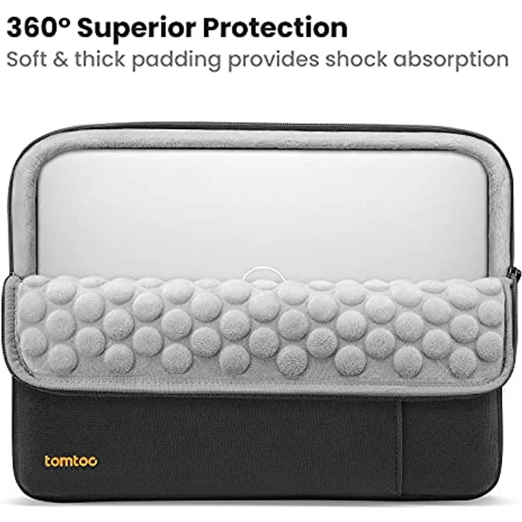tomtoc Defender-A13, Notebooktasche für 14 Zoll MacBook Pro, Militärstandard-Schutz, aus recycelten Materialien, Schwarz – Bild 6