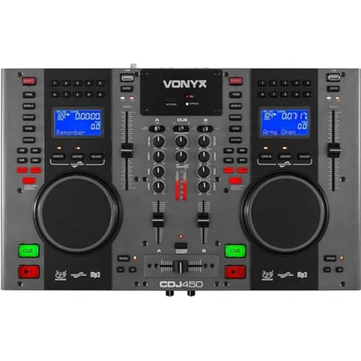 Vonyx CDJ450 DJ Konsole mit Bluetooth, 2 MP3 CD Mediaplayern, 2-Kanal-Mixer, Jogwheels und USB-Anschlüssen für Anfänger – Bild 3