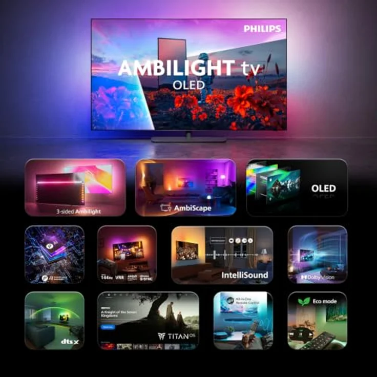 PHILIPS Ambilight TV 55OLED811/12, 55 Zoll 4K OLED Smart TV mit Dolby Atmos und P5 KI-Engine – Bild 5