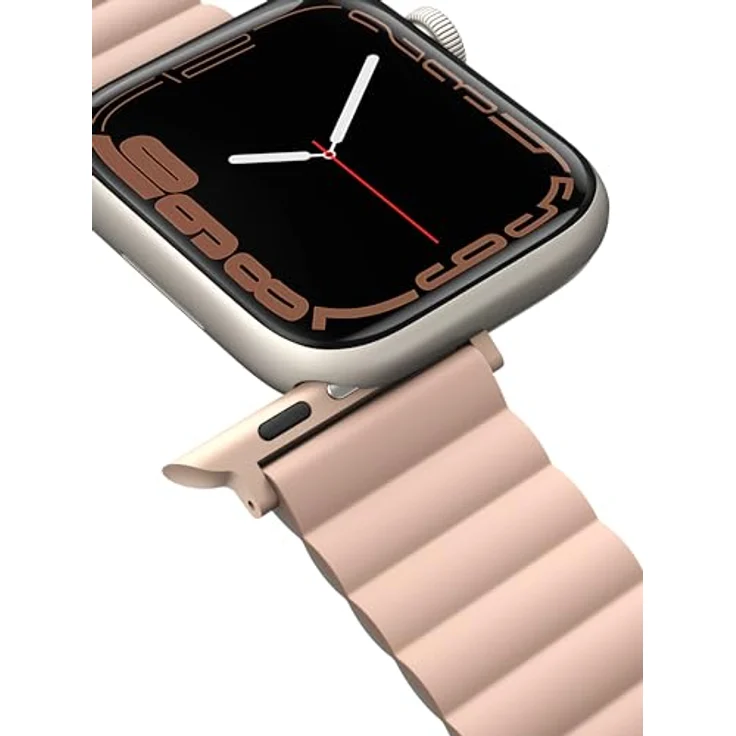 Uniq Revix Uhrenarmband für Apple Watch Series 1-8/SE/SE2/Ultra, Reversibles Magnetic Design aus Edelstahl und Silikon, Pink, 42/44/45/49mm – Bild 6