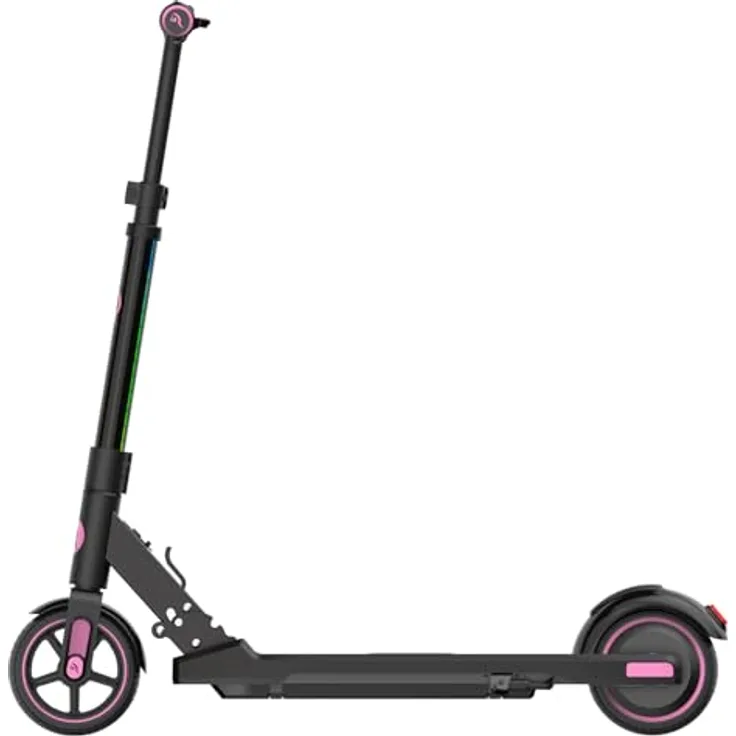 GigaBlue Elektroscooter, 6,5'' Faltbarer E Scooter für Kinder 6-12 Jahren, bis zu 15 km/h & 8 km, LED Display, Bunte Leuchten, Leichter Elektroroller Kinder • Pink