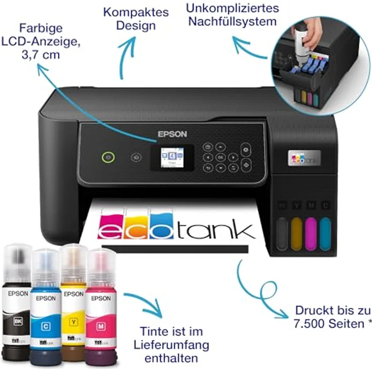 Epson EcoTank ET-2870 Multifunktionsdrucker, WLAN (Wi-Fi), Wi-Fi Direct – Bild 2