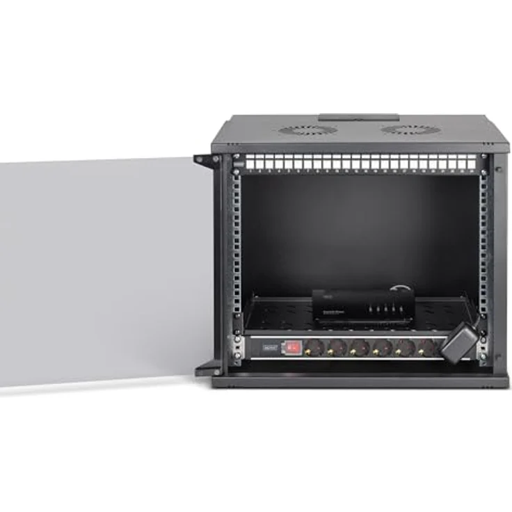 Digitus 19" SOHO PRO Netzwerk-Set, 9HE Wandgehäuse mit Zubehör, Schwarz, kompakte IT-Verkabelungslösung – Bild 2