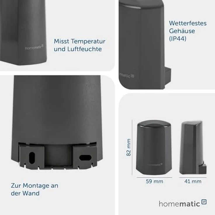 Homematic IP Temperatur- und Luftfeuchtigkeitssensor – außen, anthrazit (HmIP-STHO-A) – Bild 3