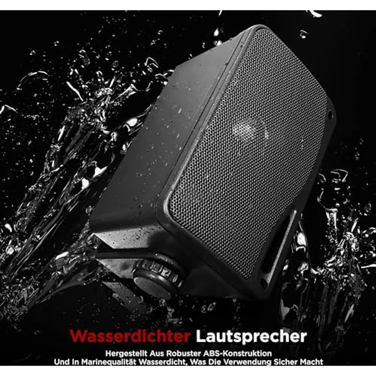 Pyle Wasserdichte Lautsprecher 3.5-Zoll-200-Watt 3-Wege Wetterfeste Mini Box, Schwarz, PLMR24B Kompakt-Lautsprecher schwarz – Bild 6