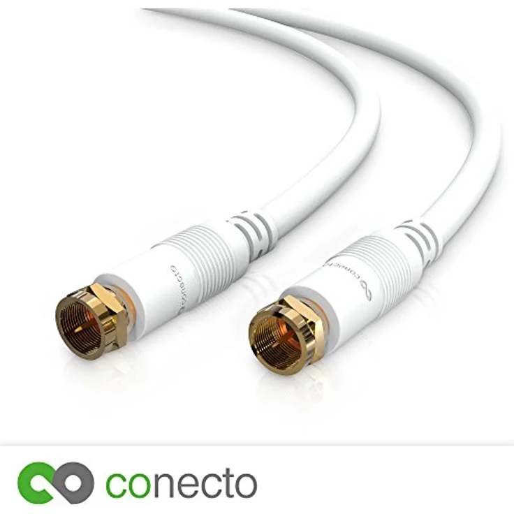 conecto Sat-Kabel, Antennen-Kabel, Koaxial-Kabel, F-Stecker auf F-Stecker, doppelt geschirmt, 0,50 m, weiß – Bild 2
