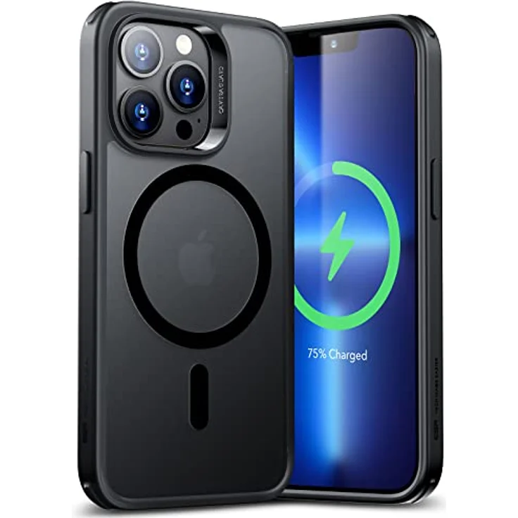 ESR Classic Hybrid Magnet Hülle für iPhone 13 Pro, kompatibel mit MagSafe, Militärnorm Sturzschutz, kratzfeste Rückseite, Mattschwarz – Bild 1