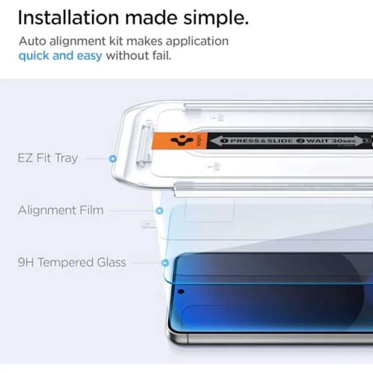 Spigen Glas.tR EZ Fit Schutzfolie für Samsung Galaxy S24 FE, 2 Stück, Kratzfest, 9H Härte, Transparent – Bild 3