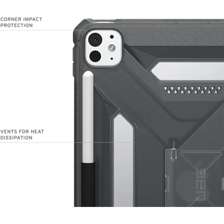 URBAN ARMOR GEAR Scout Plus Case für Apple iPad Pro 11 (M5-2025, M4-2024) mit Apple Pencil Halterung und Standfunktion, ash (grau transparent) – Bild 3