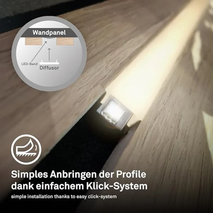 BRILONER - Pimp your Panel LED Strip Starterset, 2,6m, Warmweiß, mit Kabelschalter, LED Streifen, für Zimmer Deko, Weiß – Bild 2
