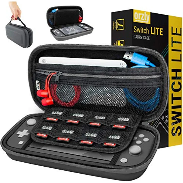 Orzly Tragetasche für Nintendo Switch Lite (2019) - Hartschalen Schutzhülle mit separater Innentasche - GRAU – Bild 1