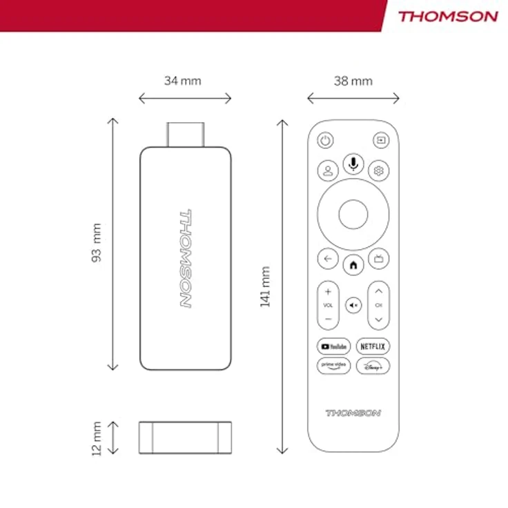 Thomson Streaming Stick 140, 4K UHD, Google TV, Google Voice Control, WiFi, Googlecast Built-in – Bild 2