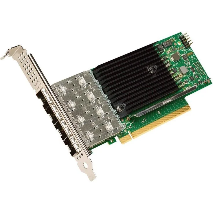 Intel Netzwerkadapter E810-XXVDA4, PCIe 4.0 x16 Netzwerkkarte mit 4x SFP28, bis zu 25 Gbit/s, Schwarz