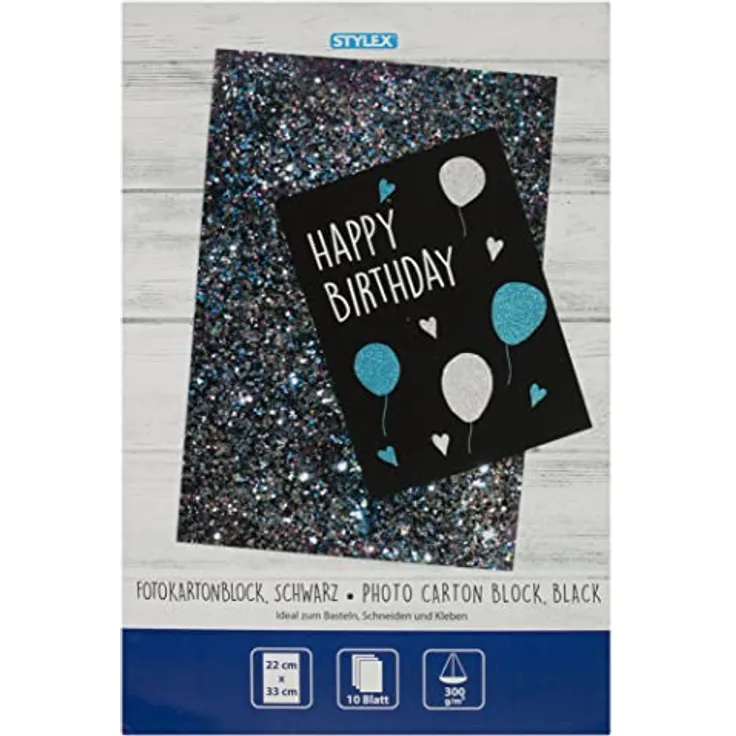 Stylex 46760 - Fotokartonblock, 22 x 33 cm, 300 g/m², schwarzes Papier, 10 Blatt