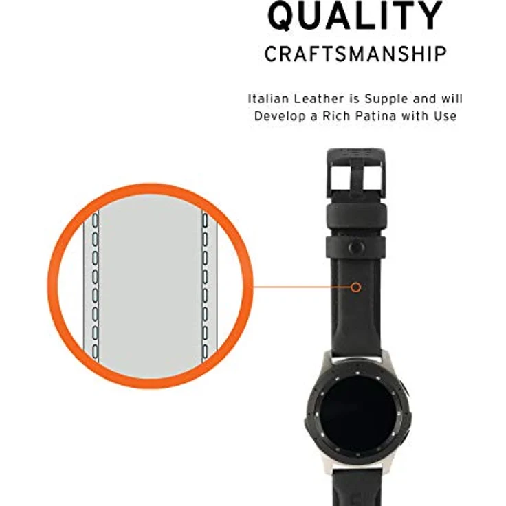 Urban Armor Gear Leder Strap Armband Samsung Galaxy Watch 46 mm, Gear S3 Frontier & Classic, Watch Active 2 44 mm (Designed für Samsung Smartwatches, Ersatzband aus Leder) - schwarz – Bild 4