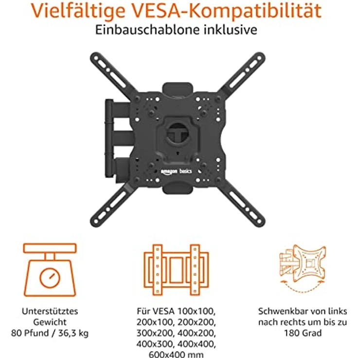 AmazonBasics - Bewegliche TV-Wandhalterung, für Fernseher mit einer Bildschirmdiagonale von 22-55 Zoll-56-140 cm – Bild 5