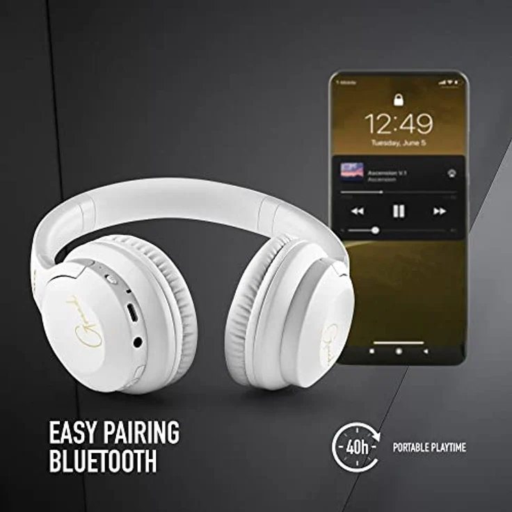 NGS ARTICA Greed White - Supra-aurale kabellose Kopfhörer, kompatibel mit Bluetooth-Technologie, leicht und faltbar, integriertes Mikrofon, 40 Stunden Batterielebensdauer, Farbe Weiß – Bild 2