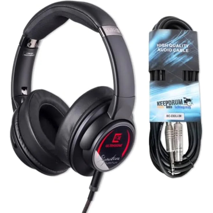 Ultrasone Signature Quantum, High-End Kopfhörer mit Kabel, Closed-Back Design und S-Logic5 Technologie, schwarz-rot