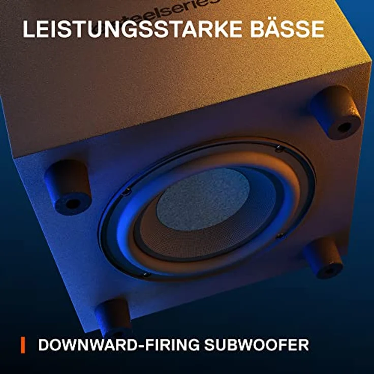SteelSeries Arena 7 - 2.1-Gaming-Lautsprecher – 2-Wege-Lautsprecherdesign – Starke Bässe, Subwoofer – Reaktive RGB – USB, Aux, optisch, kabelgebunden – Bluetooth – PC, PlayStation, Mobilgeräte, Mac – Bild 5
