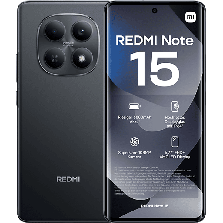 XIAOMI REDMI Note 15, Smartphone mit 128 GB Speicher, Dual SIM, Schwarz
