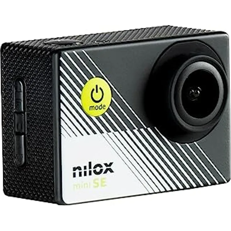 Nilox Action Cam Mini-SE, 4K WiFi Actionkamera mit 64GB Speicher, elektronischer Stabilisator, 170° Aufnahmewinkel, wasserdicht bis 30m
