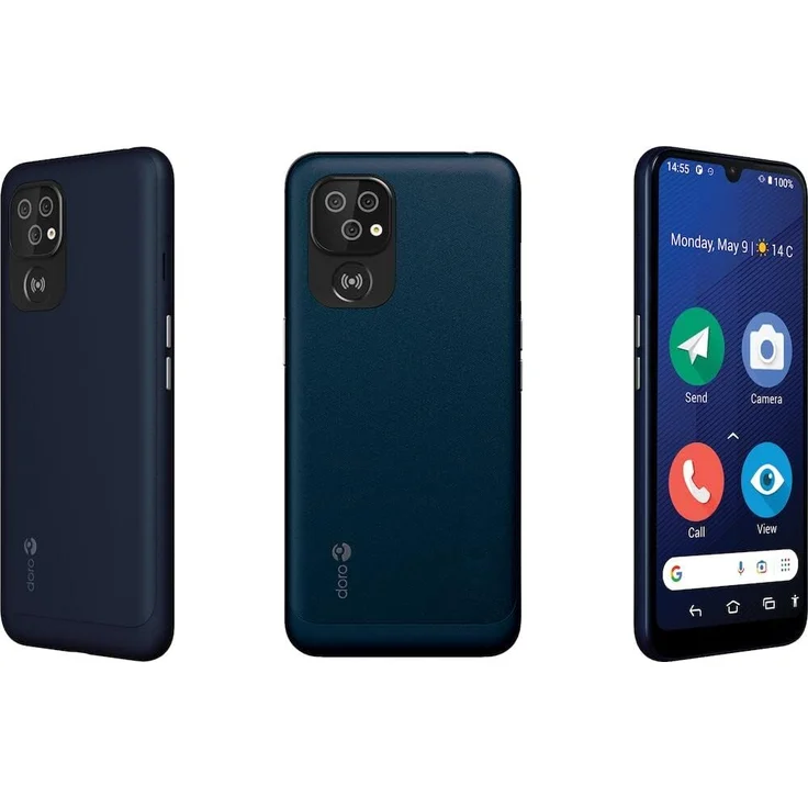 Doro 8200, 4G Senioren Smartphone, Noruftaste, Triple Kamera, Android 12 Go, 64 GB Speicher, Hörgerätekompatibilität, blau/schwarz – Bild 2