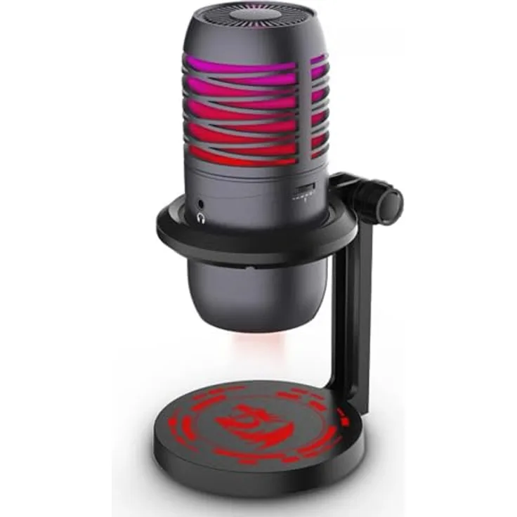 Redragon GM211 NEBULA, Mikrofon mit 14-mm-Kondensatormembran, nierenförmiger Richtcharakteristik, 48KHz Abtastrate und 7-farbiger RGB-Beleuchtung