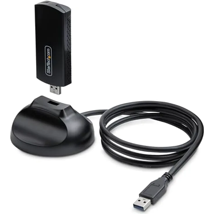 StarTech.com WiFi 6E USB 3.0 Adapter/Dongle, Tri-Band 2.4/5/6GHz, 5400Mbps Wi-Fi 6E für Windows 11/10, Schwarzer USB Adapter