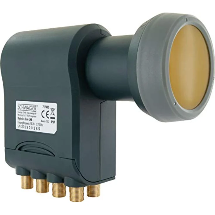 SCHWAIGER 717402 Octo LNB Low Noise Blockconverter Sun Protect digital hitzebeständig LNB-Kappe Satellitenschüssel-Zubehör Direktanschluss Wetterschutz vergoldete Kontakte anthrazit – Bild 1