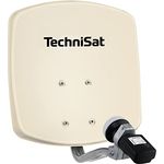 TechniSat DIGIDISH 33 – Satelliten-Schüssel für 1 Teilnehmer (33 cm kleine Sat Anlage - Komplettset mit Wandhalterung und Satfinder V/H-LNB) beige